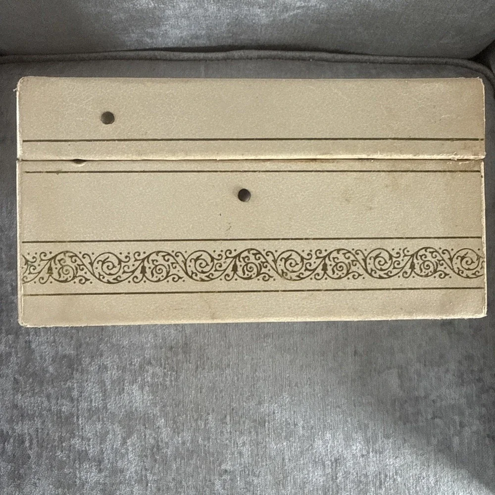 Vintage Mid-Century Cream Jewelry Box red Interior 1950s Treasure
